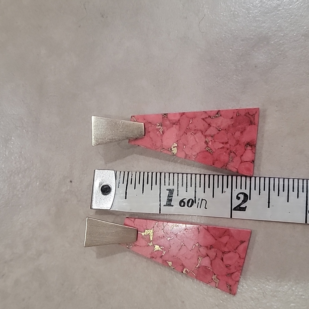 Ladies earrings like new marbelized red